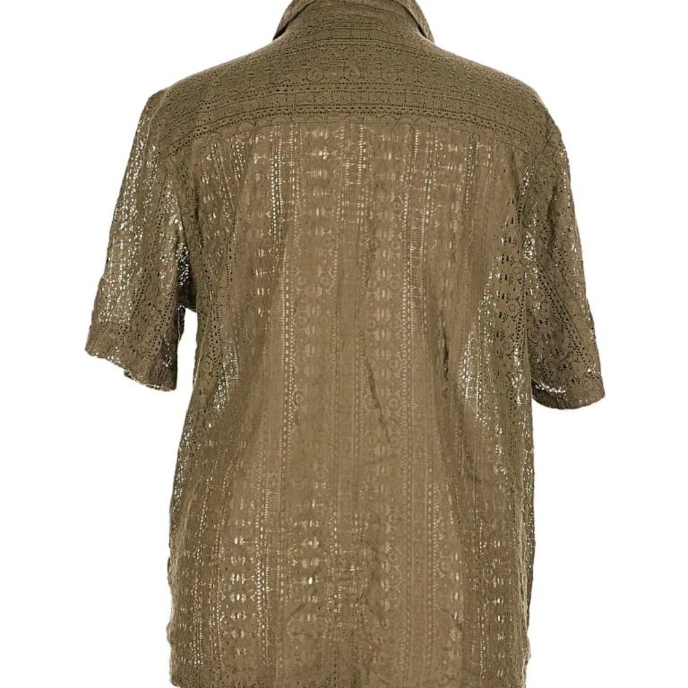 Old Navy Lace Button Down Shirt; Short Sleeve; Great Condition; Olive Green; XL - Picture 2 of 3